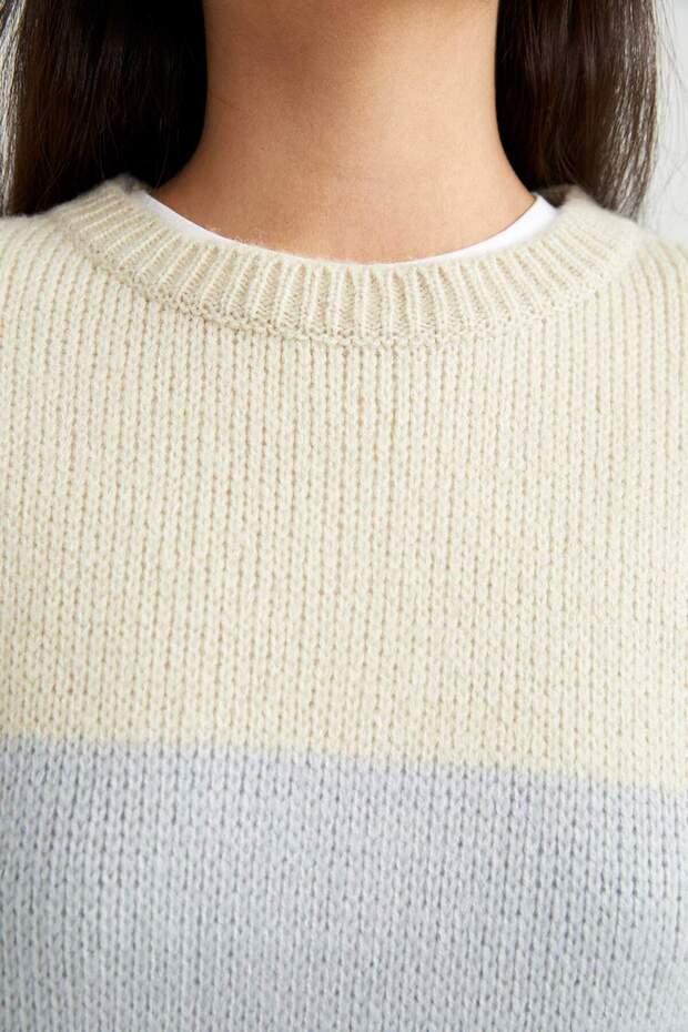 Regular Fit Rundhalsausschnitt Farbblock Basic Plain Tunika Z8082AZ22WN - 7