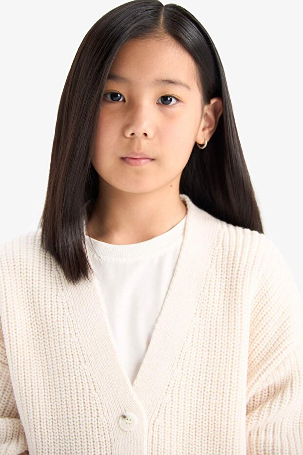 Kız Çocuk V Yaka Düğmeli Triko Hırka A2298A823WN - 5