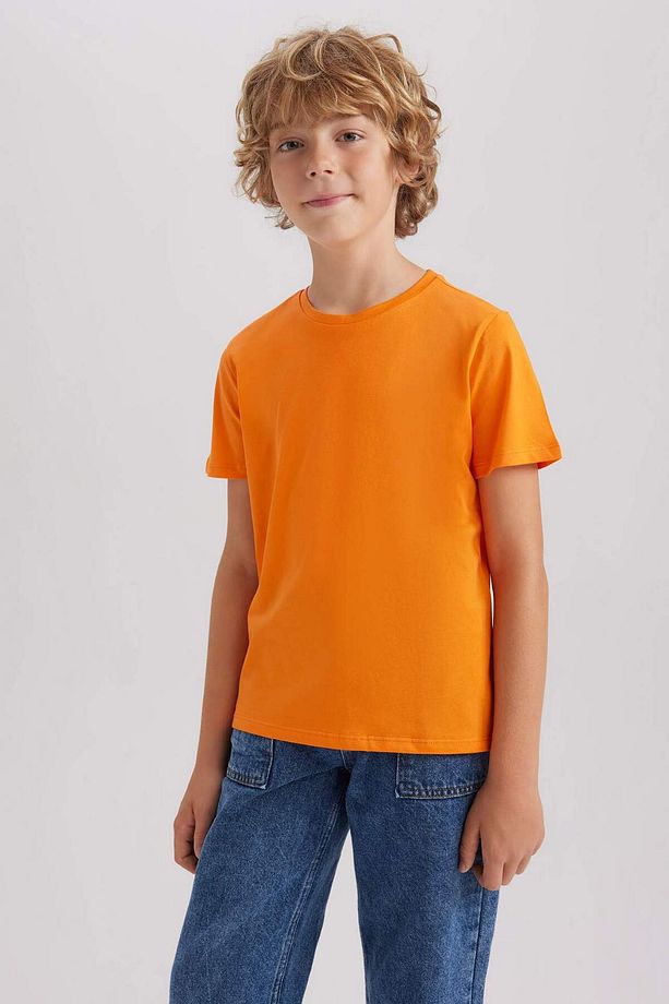 Erkek Çocuk Bisiklet Yaka Basic Düz Kısa Kollu Tişört B0667A8NS - 4