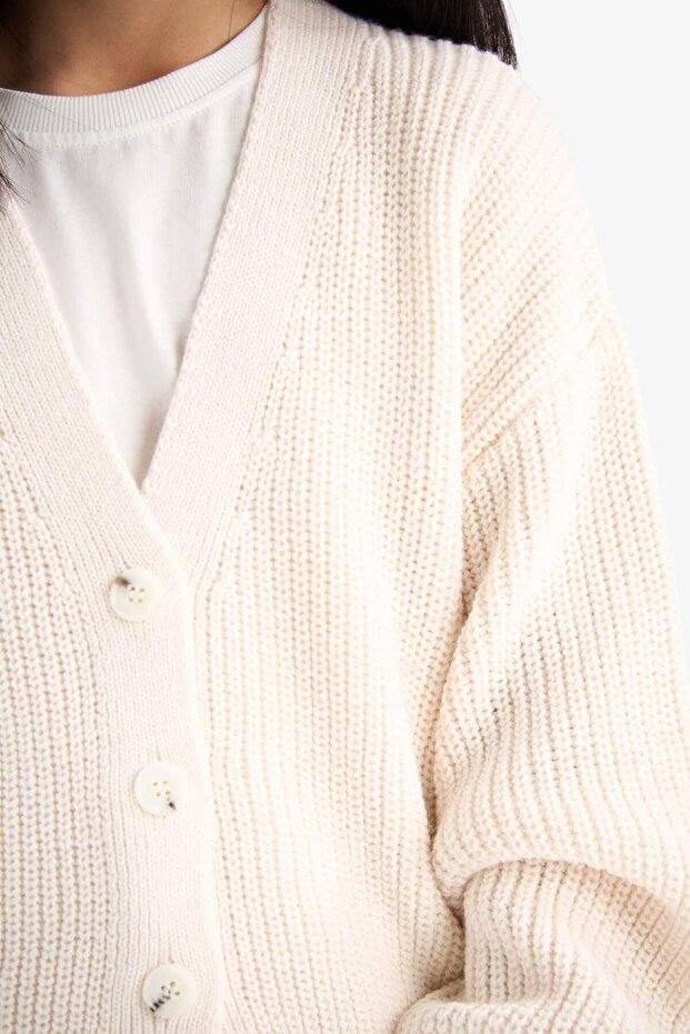 Kız Çocuk V Yaka Düğmeli Triko Hırka A2298A823WN - 6