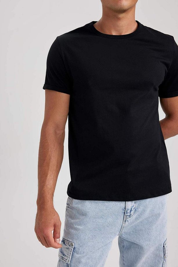 Regular Fit Bisiklet Yaka Kısa Kollu Basic Tişört B1386AX23HS - 5