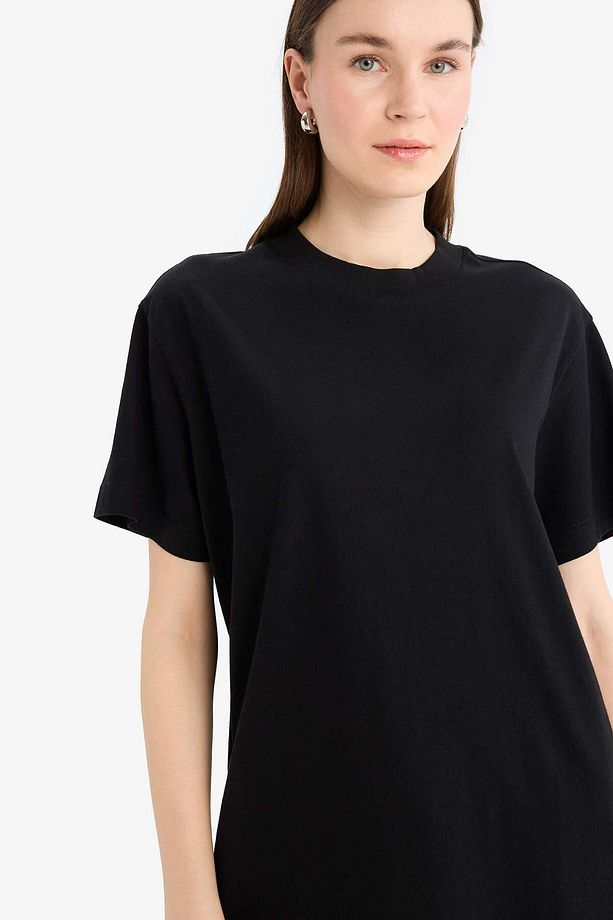 Regular Fit Bisiklet Yaka Basic Düz Kısa Kollu %100 Pamuk Tunik A8351AX23SM - 4
