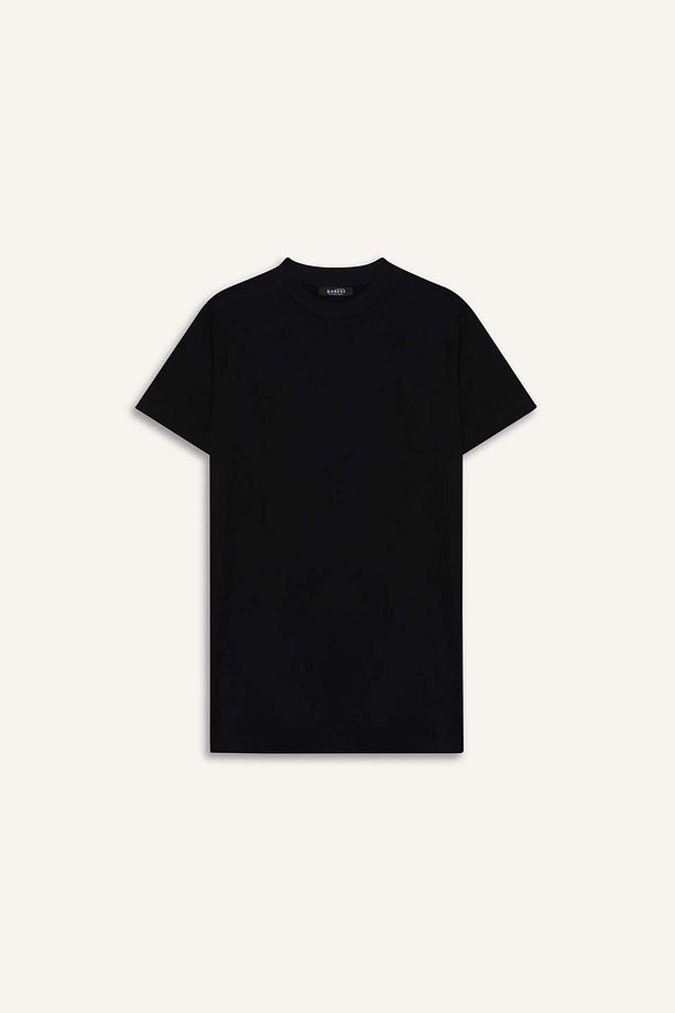 Regular Fit Bisiklet Yaka Basic Düz Kısa Kollu %100 Pamuk Tunik A8351AX23SM - 7