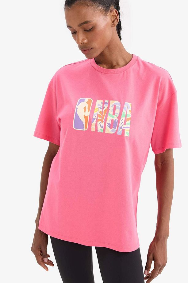 DeFactoFit NBA Wordmark Oversize Geniş Kalıp Bisiklet Yaka Kısa Kollu Tişört A1711AX23SM - 5