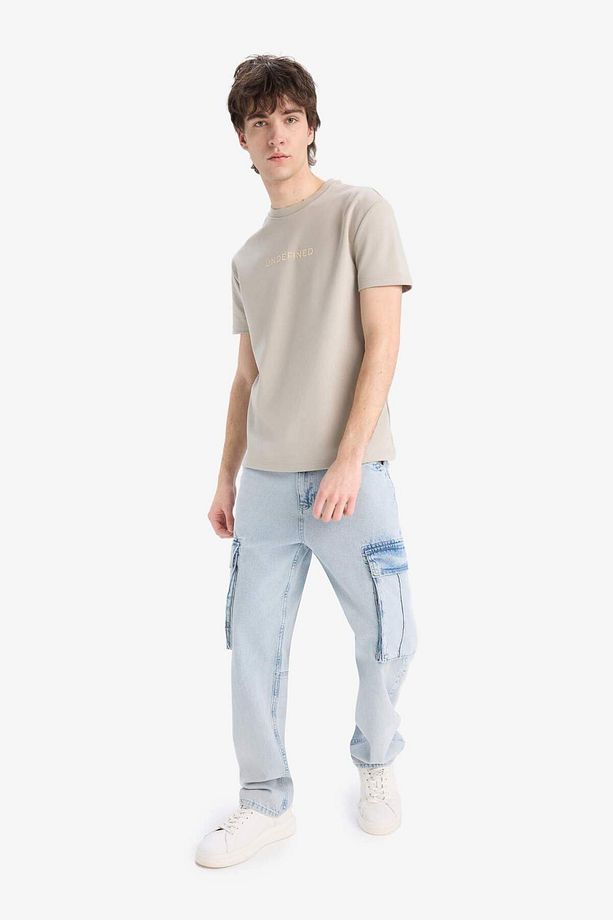 Regular Fit Bisiklet Yaka Baskılı Kısa Kollu Pamuklu Ağır Kumaş Tişört Z3073AZ23SP - 2