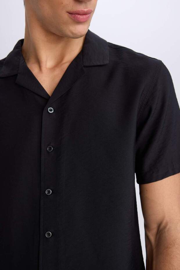 Modern Fit Kısa Kollu Viskon Gömlek V8406AZ22SM - 5