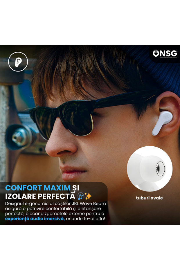 Căști Bluetooth Wave Beam, albe - 6