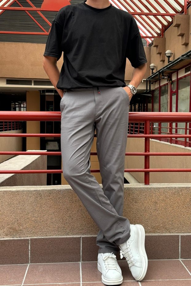 Male, with Elastic Waist, Summer-Spring, Old Money Culture, Cotton, Linen Woven Pants 290
