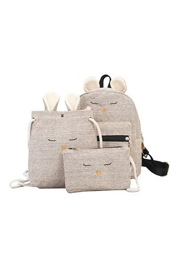 مجموعة حقيبة ظهر بسحاب مكونة من 3 قطع - 1