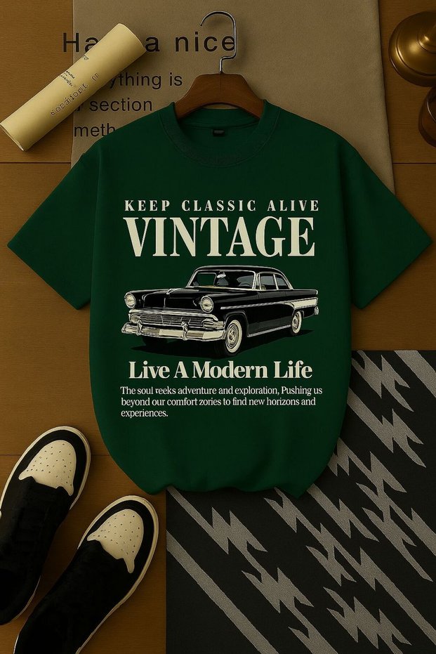 Unisex Vintage Printed Oversized T-Shirt