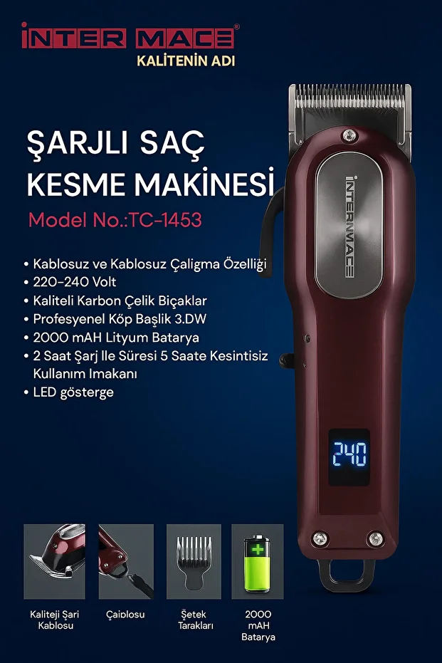 İnter Mac3 Şarjlı Saç Kesme Makinesi - 1