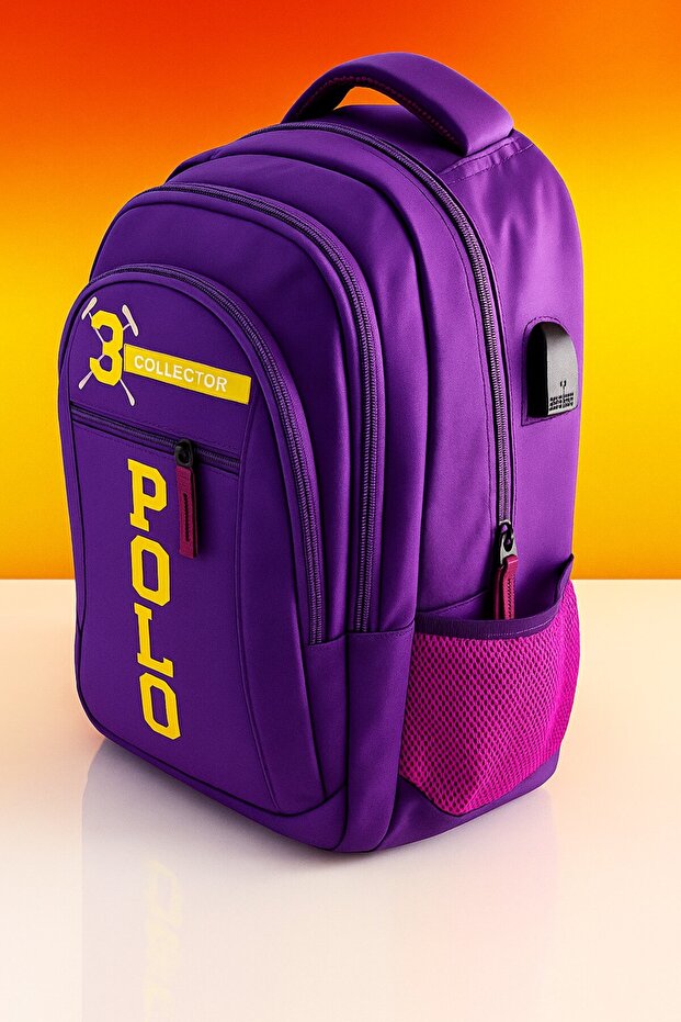 School Polo Backpack - Usb Cable - 3