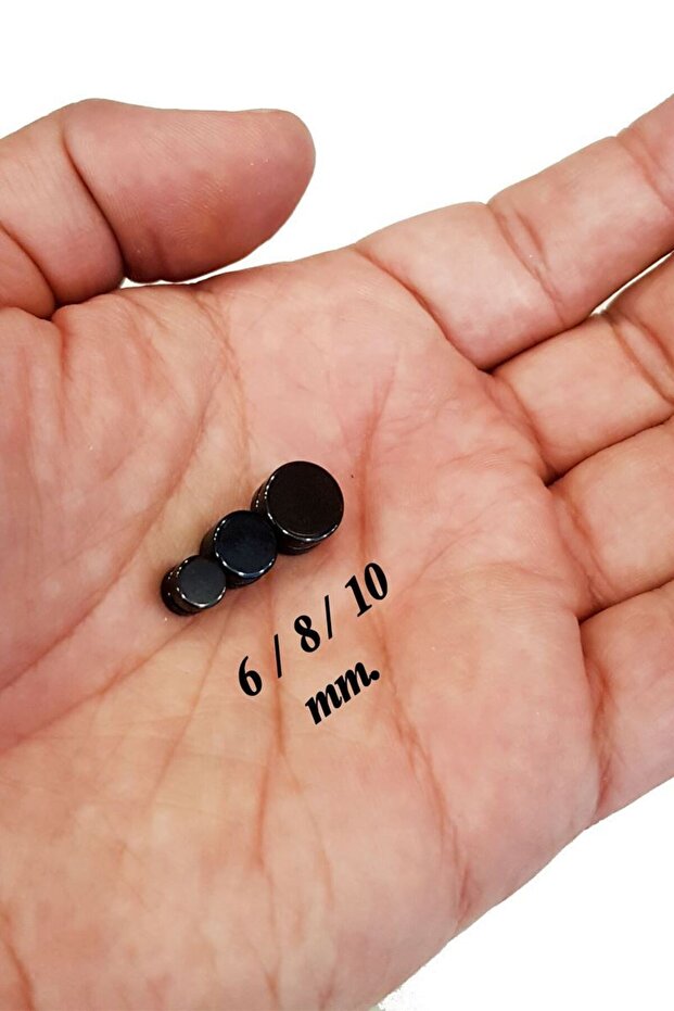 8 mm Kadın Erkek Mıknatıslı Siyah Çelik Küpe df22sy-8 - 6