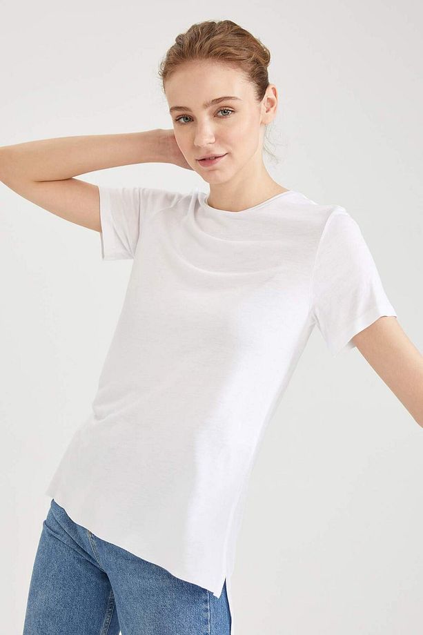Loose Fit Basic Kısa Kollu Viskon Tunik L0068AZ21SP - 5