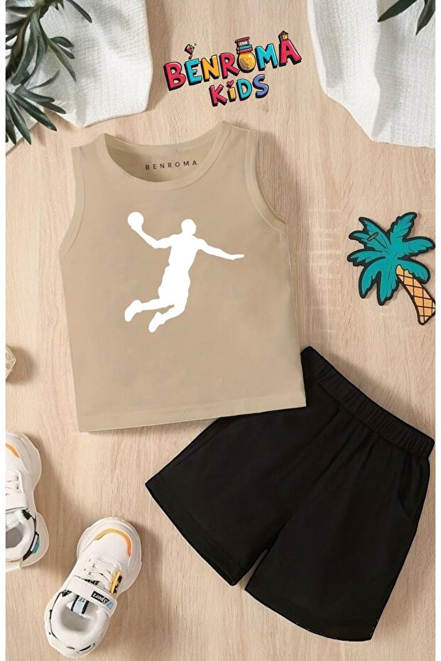 Basketball Printed Shorts Tee Unisex Children's Set