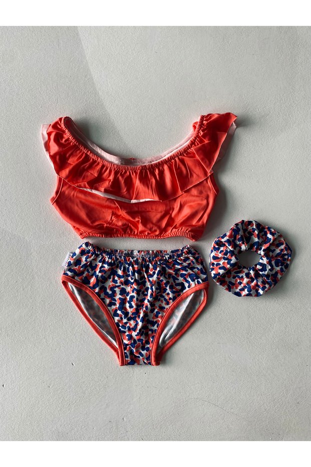 Teen Girls Uv Protection Quick Dry Swimsuit Set and Hair Clip_Rg3339