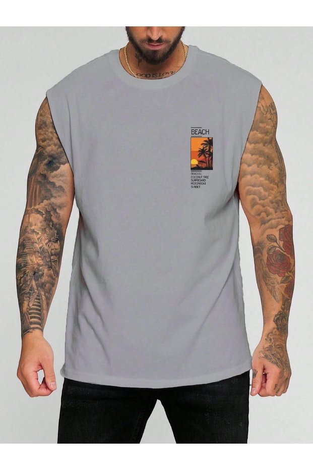 Beach Summer Printed Sleeveless T-Shirt