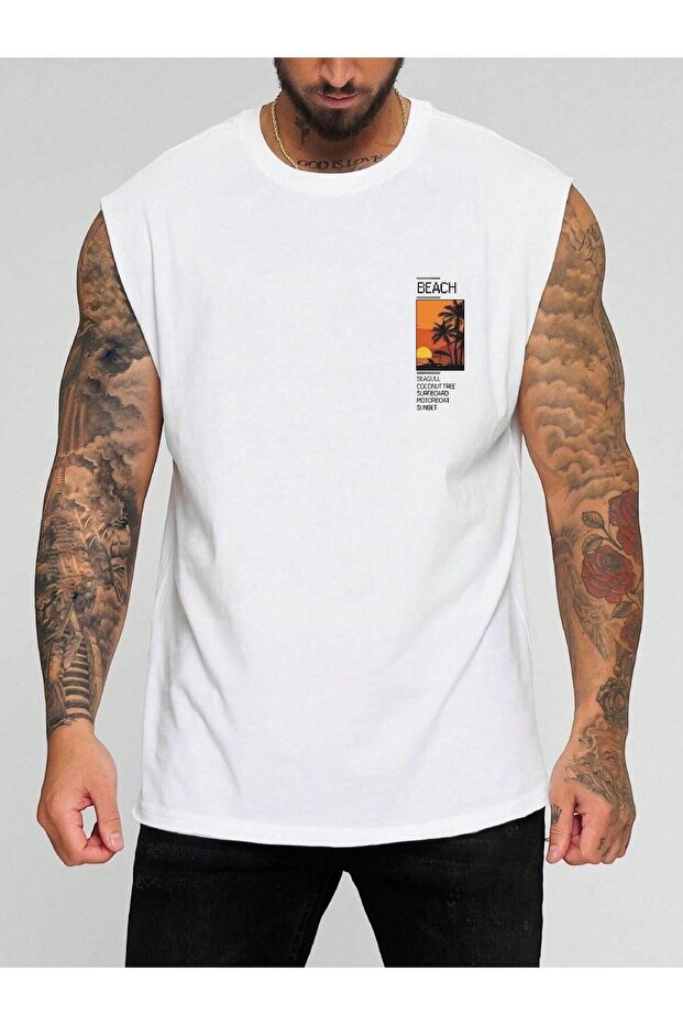 Beach Summer Printed Sleeveless T-Shirt