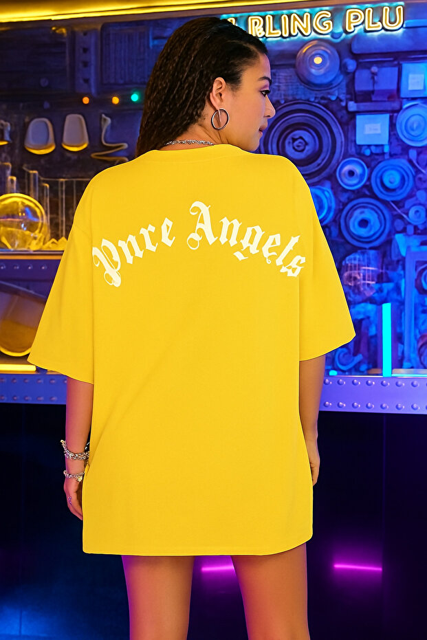تي شيرت مطبوع عليه PURE ANGELS مقاس كبير