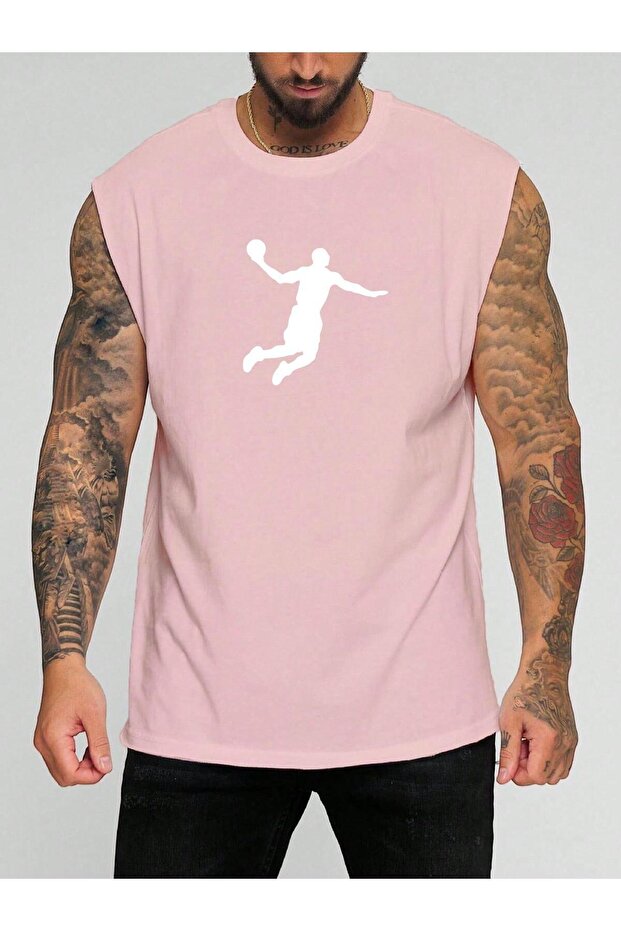 Basketball Character Printed Sleeveless T-Shirt