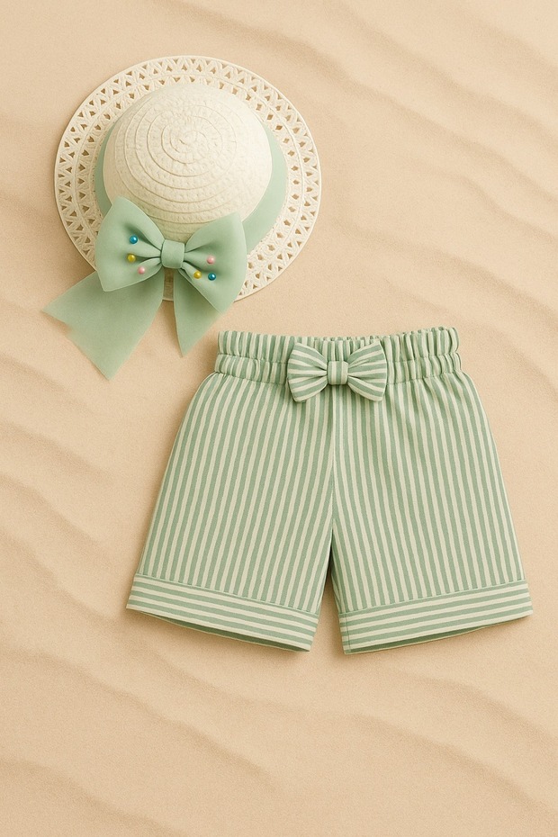 Girl's Straw Hat and Shorts Set – Summer Stylish Combination 2-6 Years