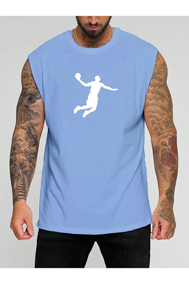 Basketball Character Printed Sleeveless T-Shirt