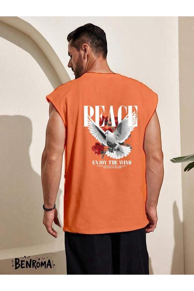 Peace Enjoy the Wind Dove Printed Sleeveless T-Shirt