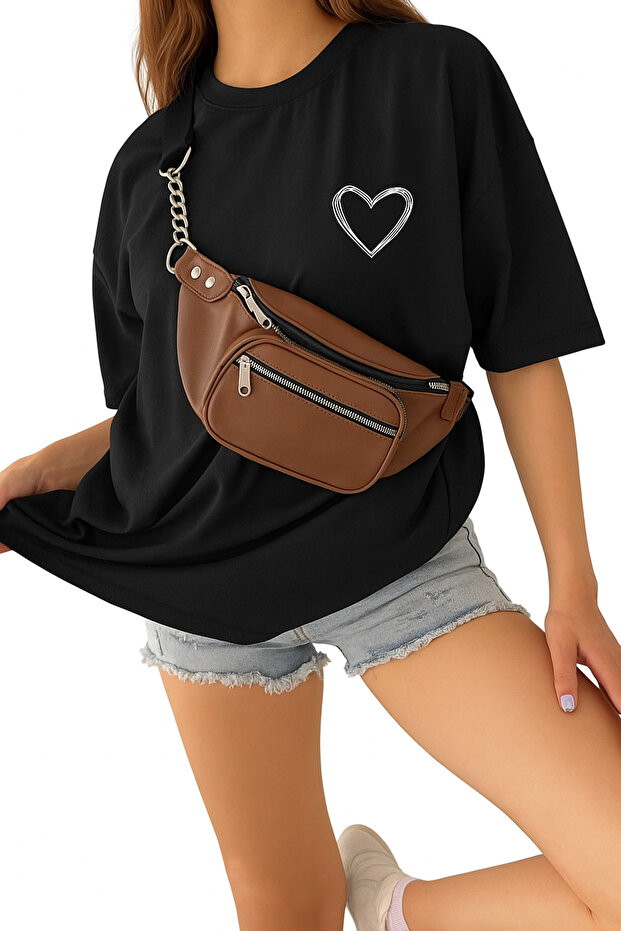 Heart Printed Unisex Oversize T-Shirt