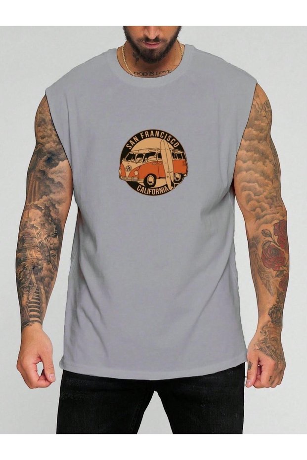 Printed Sleeveless T-Shirt