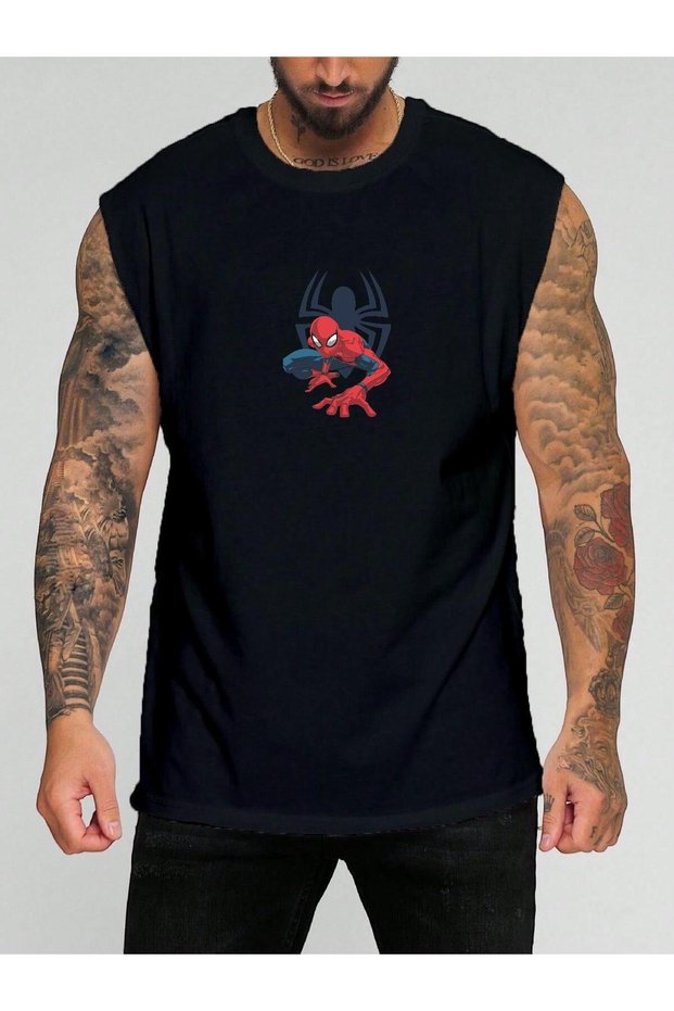 Spider Yopu Printed Sleeveless T-Shirt