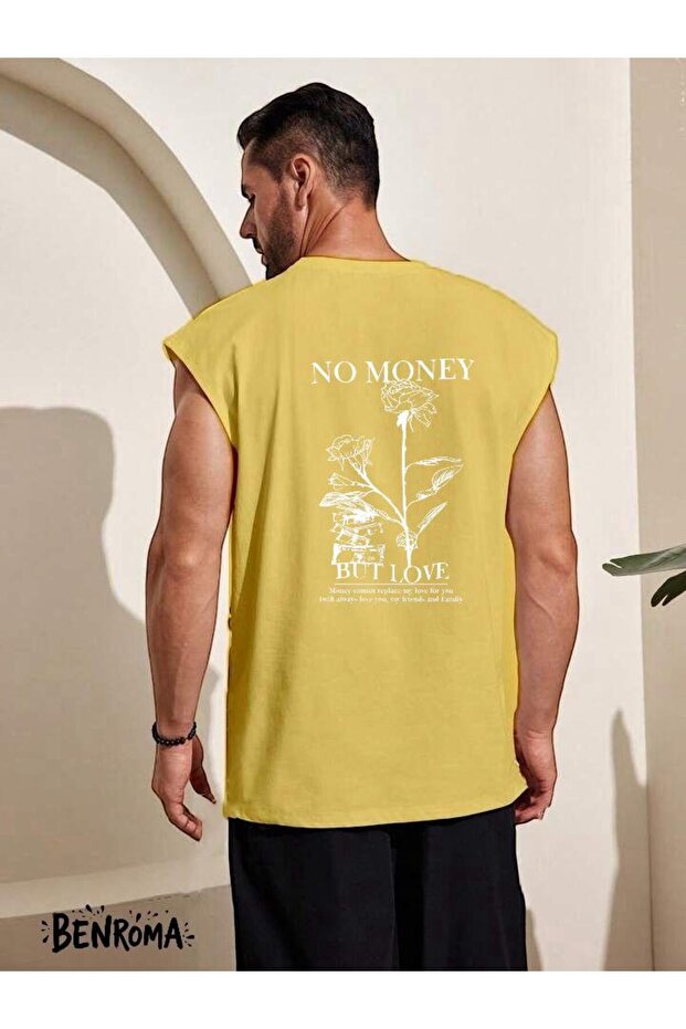 No Money but Love Printed Sleeveless T-Shirt