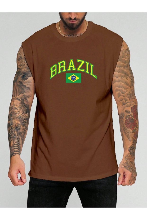 Brazilia Printed Sleeveless T-Shirt