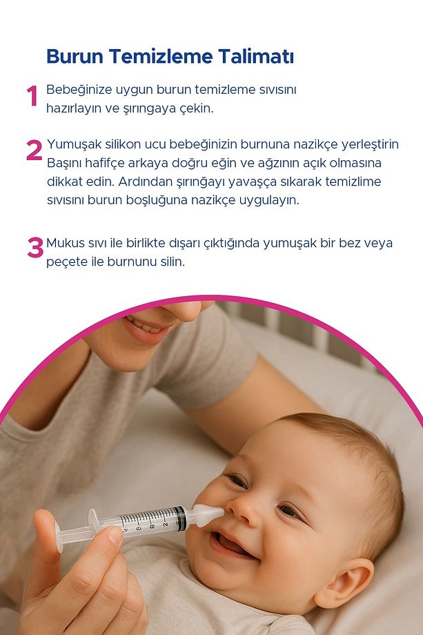 Bebek Burun Yıkama Enjektörü 2'li Nazal Aspiratör Temizleme Aparatı - 4