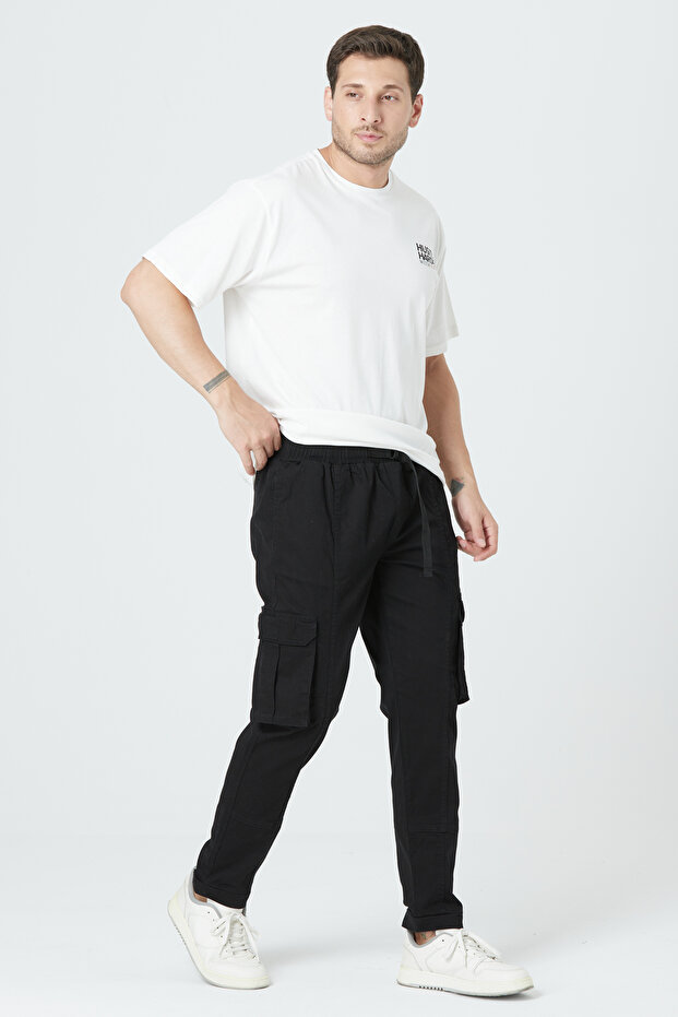 Erkek Kargo Cep Yandan Cepli Beli Lastikli Regular Fit Pantolon - 5