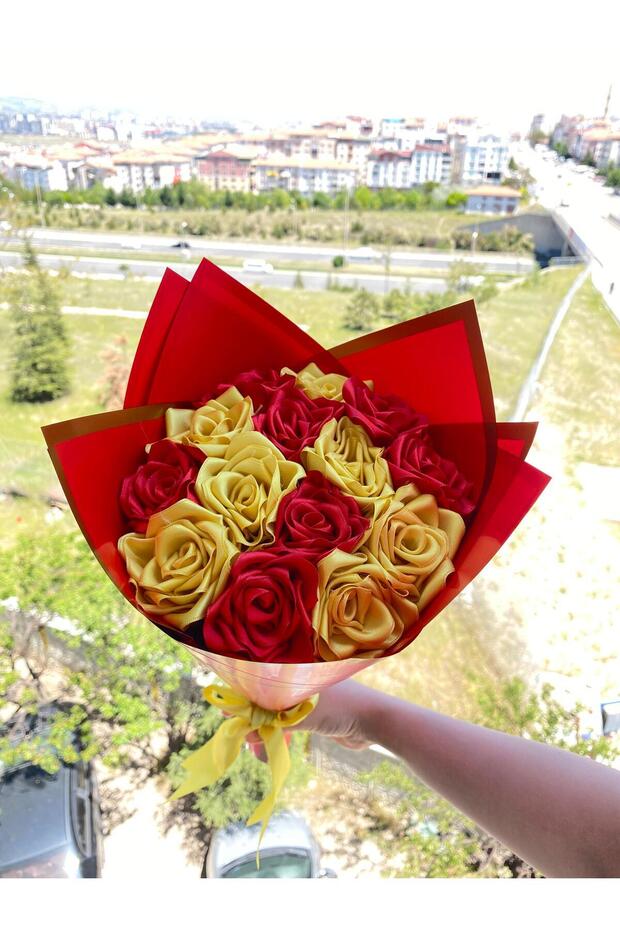 Senden Önce Senden Sonra Çiçek Buketi Solmayan Yapay Gül Buketi Galatasaray (NOT YAZILIR) 14 Adet - 3