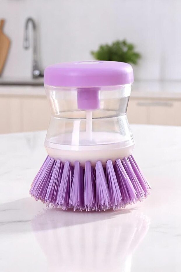 Sıvı Deterjan Hazneli Bulaşık Fırçası 1 Adet Hazneli Mutfak Banyo Lavabo Yıkama Fırçası - 6