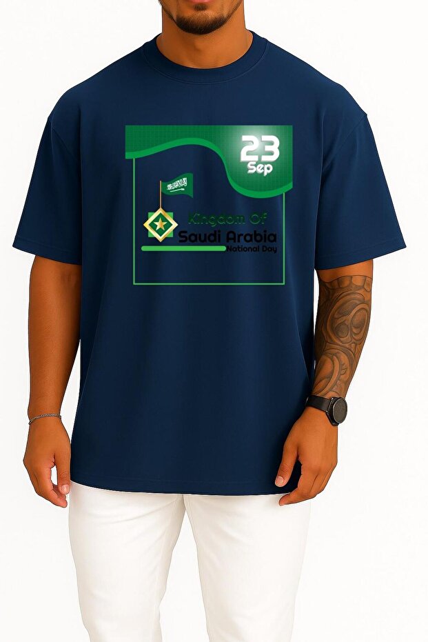 Oversize September 23 Saudi National Day Unisex T-Shirt with Chest Design