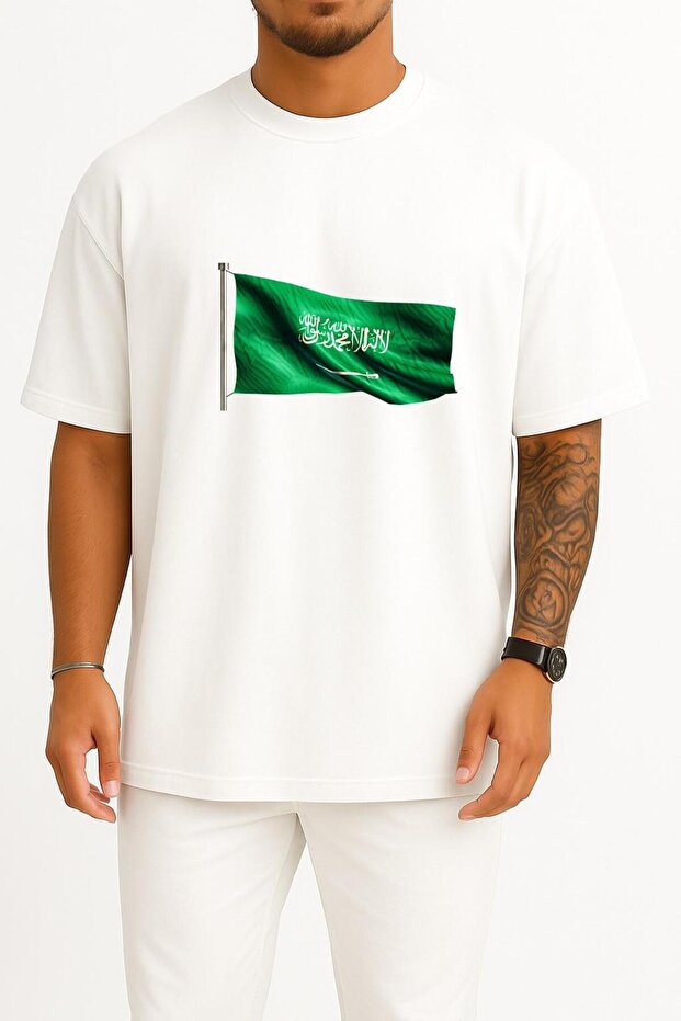 Oversize Saudi Arabia Flag Chest Design Unisex T-Shirt