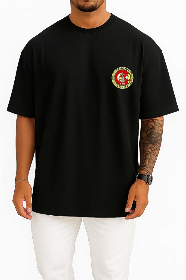 Oversize Tcg Gökçeada F-494 Unisex T-Shirt with Pocket and Back Design