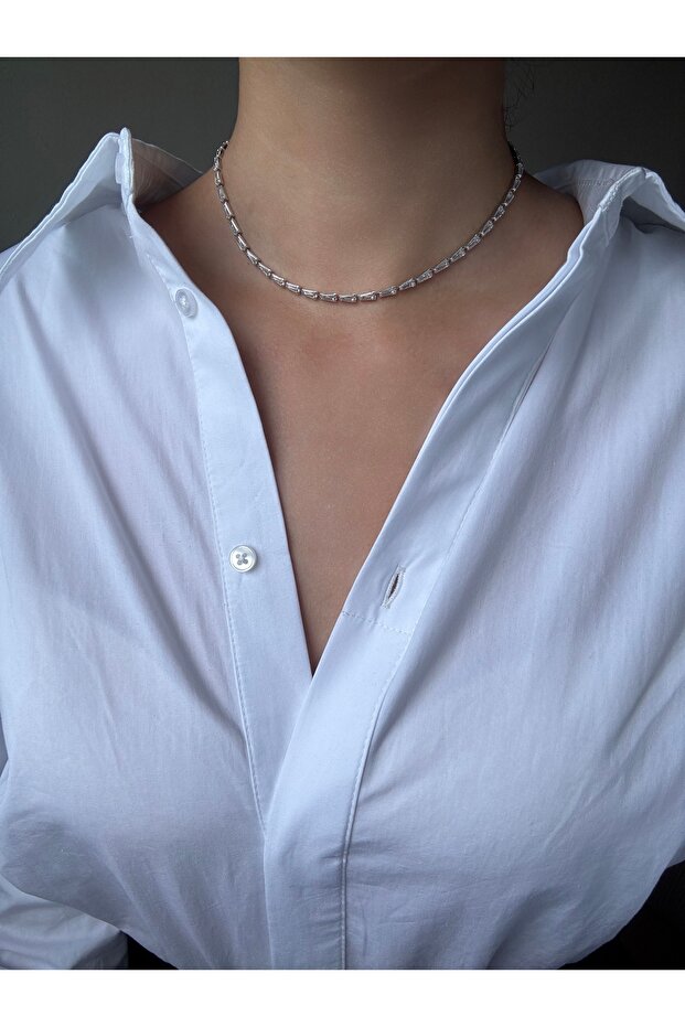 White Trapezoidal Stone Extended Necklace