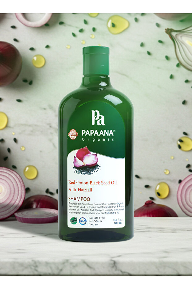 Papaana Organics Red Onion & Black Seed Oil Anti-Hairfall Shampoo (400ml)