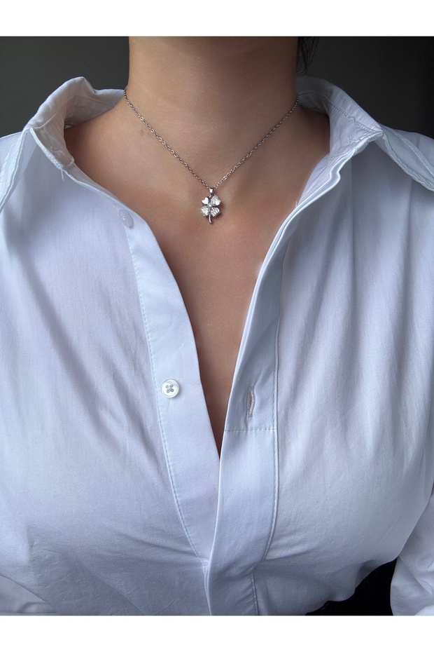 Taşlı Yonca Kolye - 1