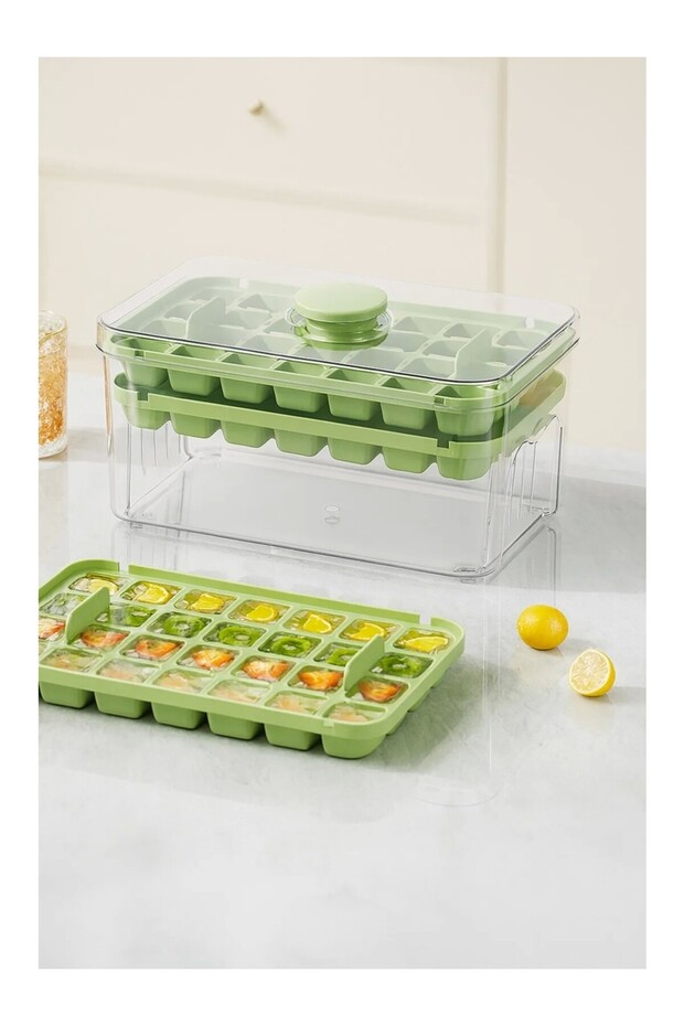 1 Practical 32-chamBer Automatic Ice Tray - Push and Lid, Compartment Shaped - 5