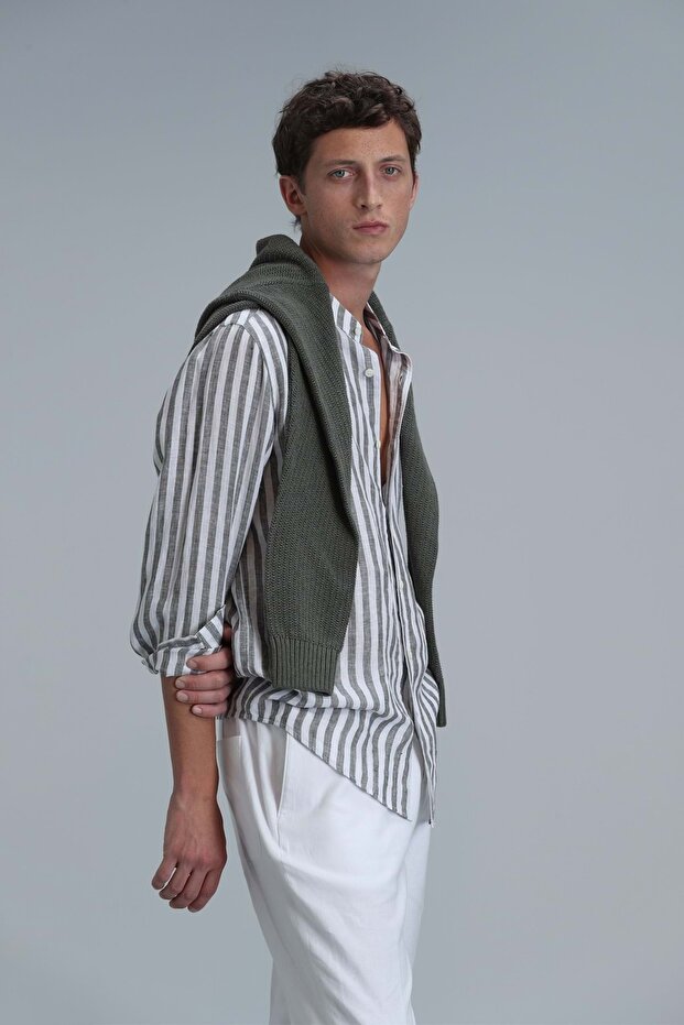 111010624 Fast Hakim Yaka Basic Gömlek Comfort Fit Erkek Gömlek YEŞİL - 2