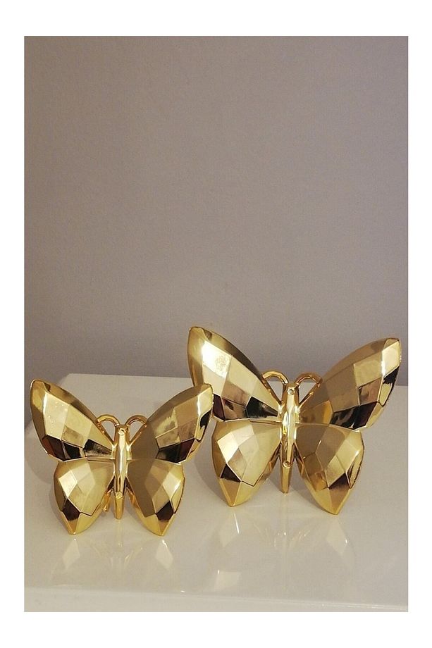 Gold - Dekoratif 2li Kelebek Obje - 1