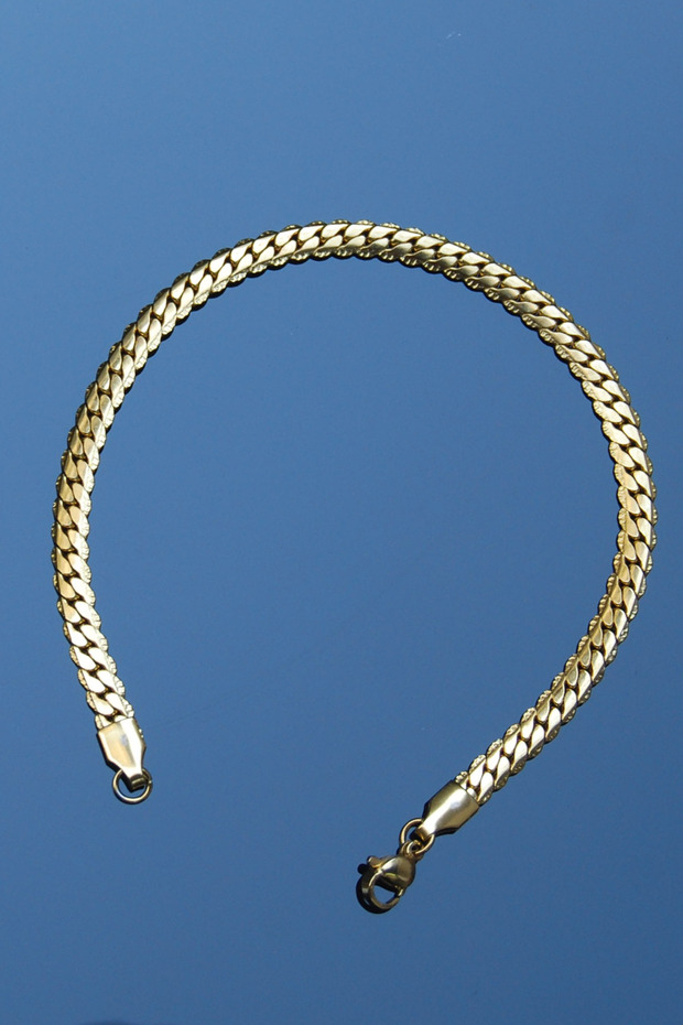 Steel Gourmet Crush Pattern Bracelet Gold Color 5 mm Stainless 2 Years Warranty Documented