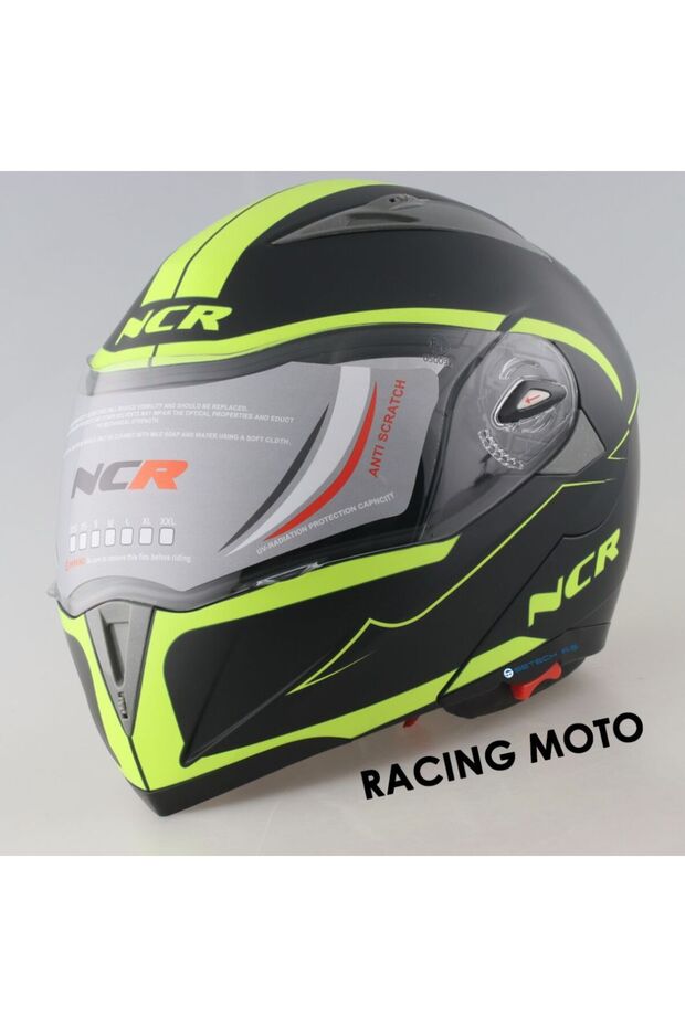 Çene Açılır SARI Kask (ECE BELGELİ) Sticker Hediyeli - 3