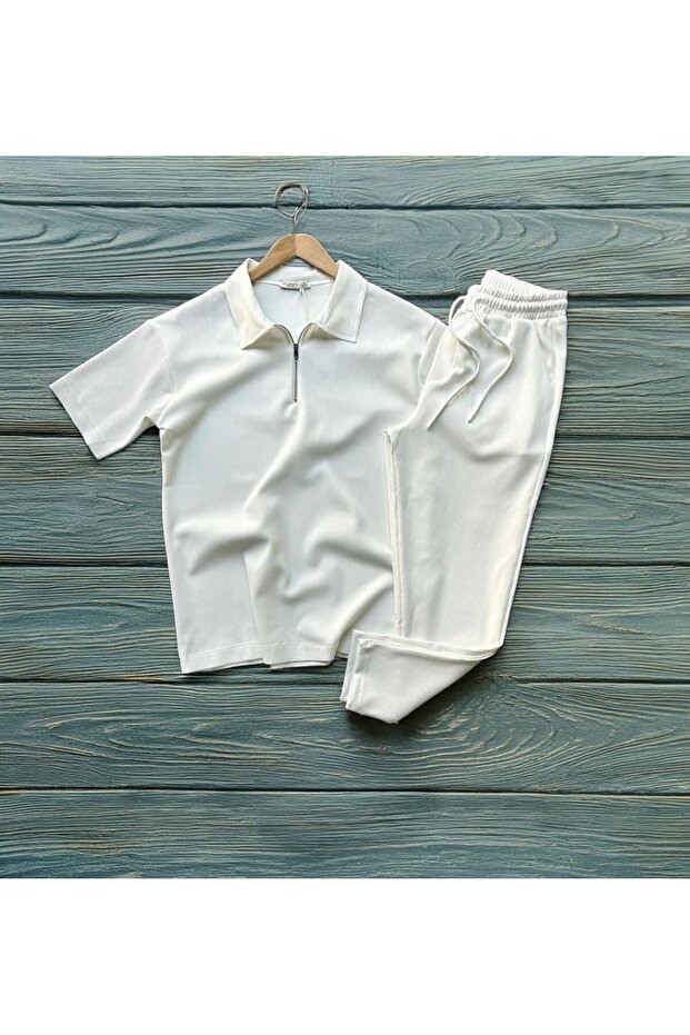 Men's Ottoman Fabric Half-Zip Track Suit 2-Piece Set