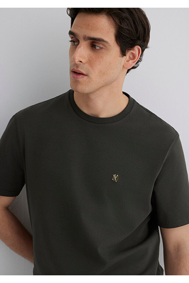 Seal Logo Embroidery Detailed Green T-Shirt Regular Fit / Regular Cut 0612736-71587