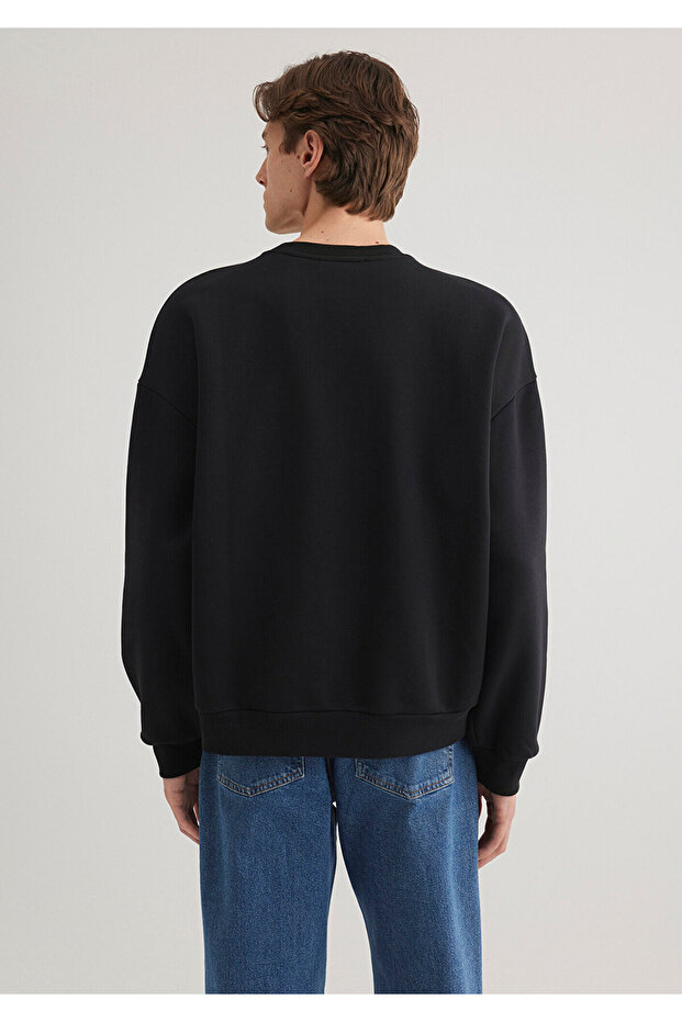 Bisiklet Yaka Siyah Basic Sweatshirt 0S10348-900 - 4
